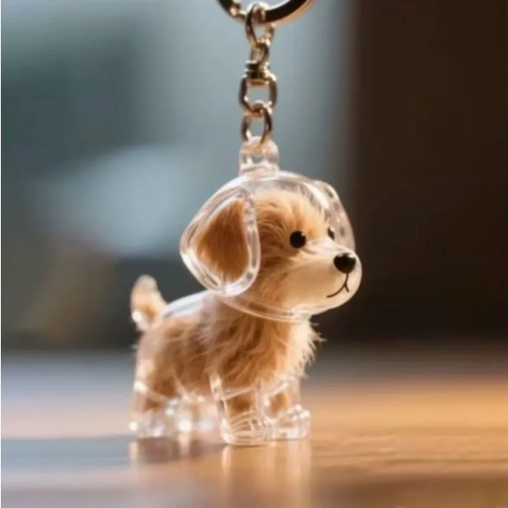 Transparent Dog Keychain - fur memorial capsule